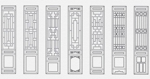 嵊泗常用中式仿古花窗图案隔断设计图